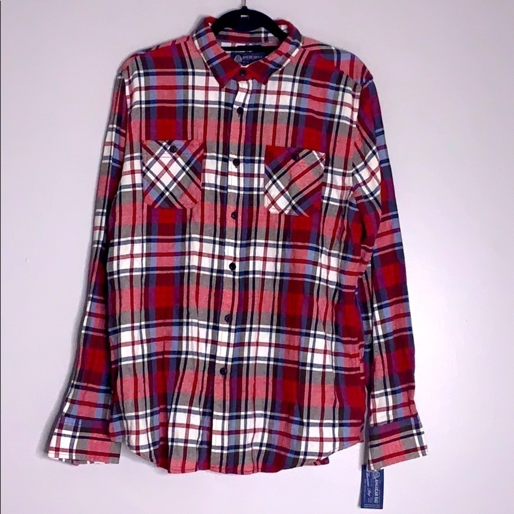 NWT American Rag Red Flannel Long Sleeve Button down shirt red new large